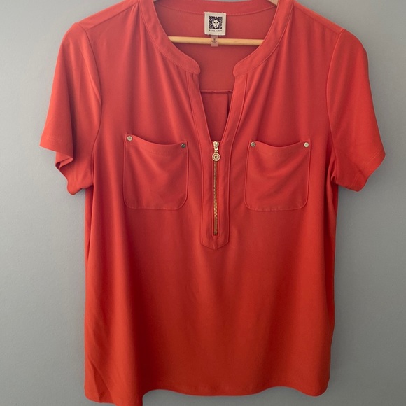 Anne Klein Tops - Gorgeous Anne Klein woman’s short sleeve zip front Henley
